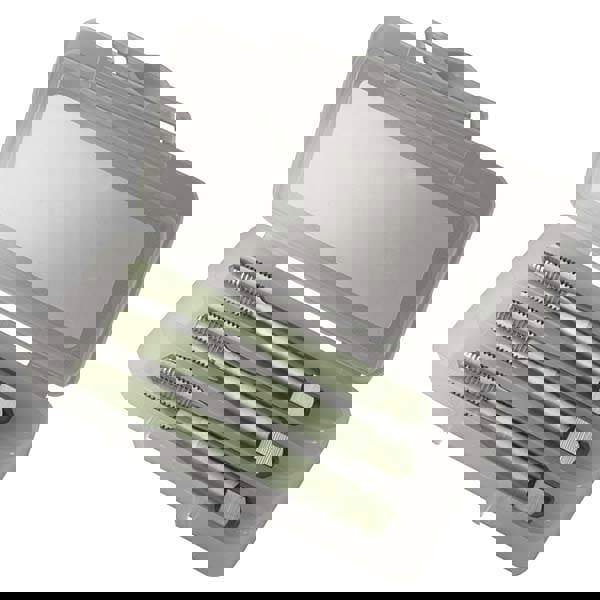 Tap Set: 1/4-20 UNC, 4 Flute, Bottoming Plug & Taper, High Speed Steel, Bright Finish